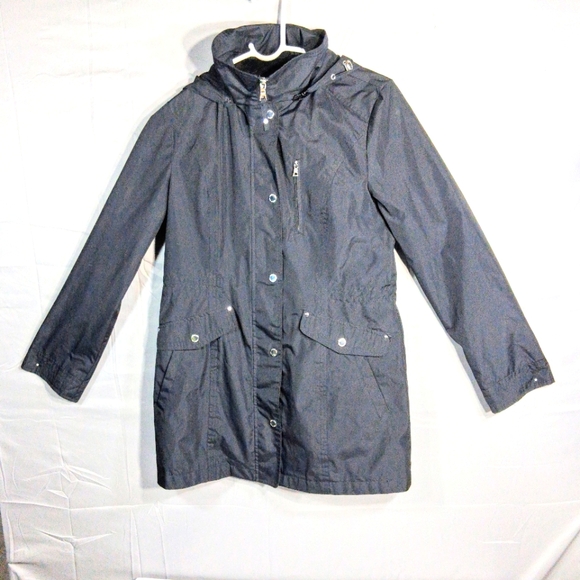 London Fog Jackets & Blazers - Women's Small London Fog "Bells and Whistles" Black Mesh Lined Rain Jacket/Coat